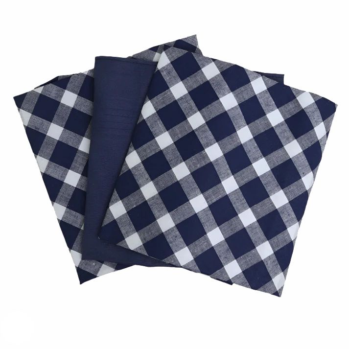 112264 3 Pack Check/Plain Cotton Handkerchiefs