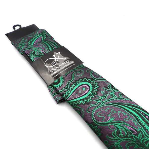 17647 Knightsbridge Tie & Pocket Square Set - Purple/Green