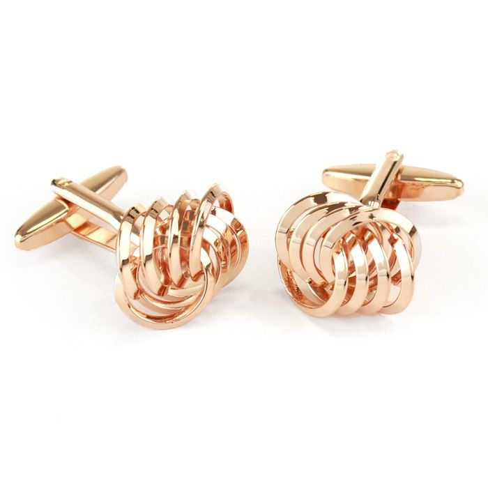 20930Q Rose Gold Cufflink with 8 Linked Loops