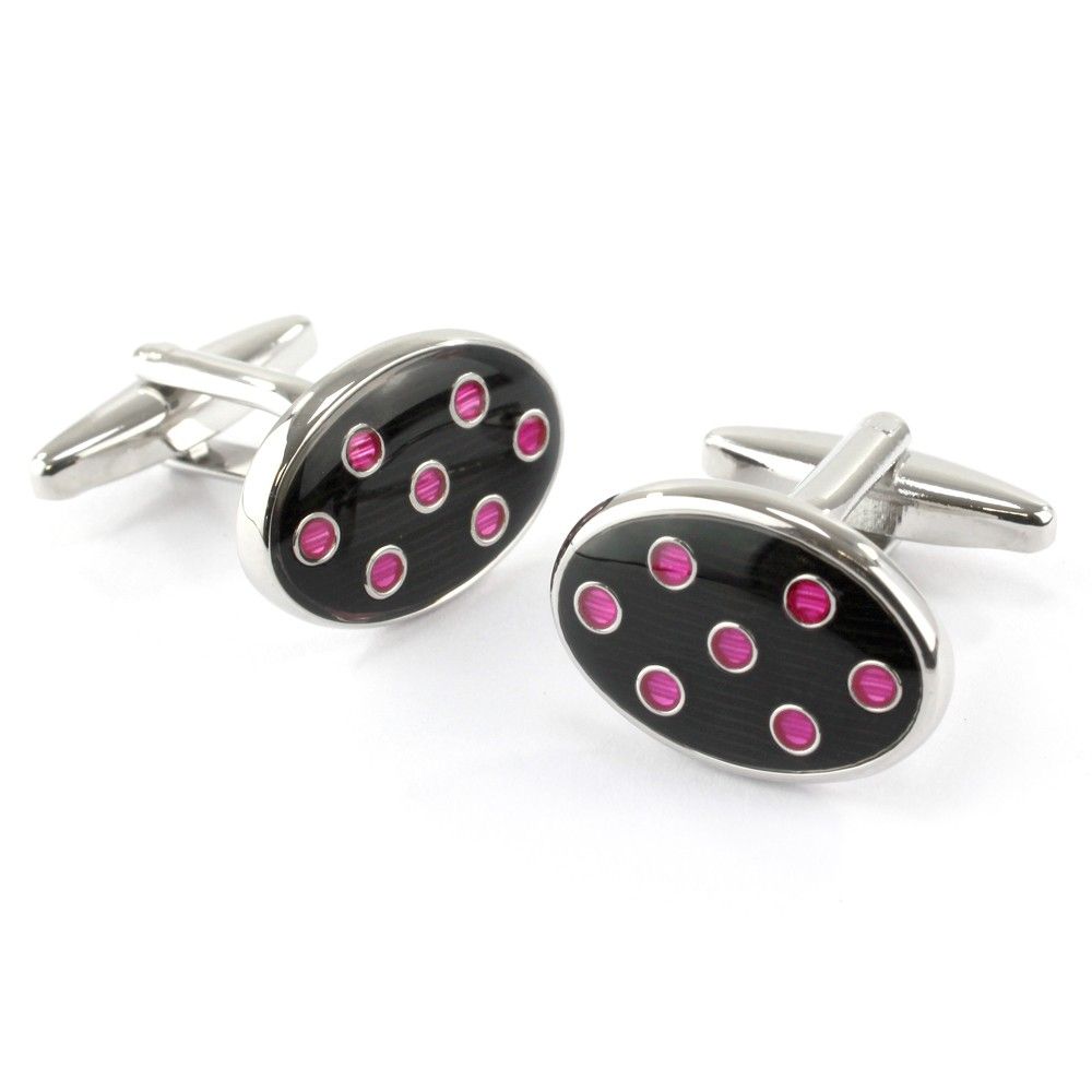 24878Q Oval Navy/Pink Spot Link