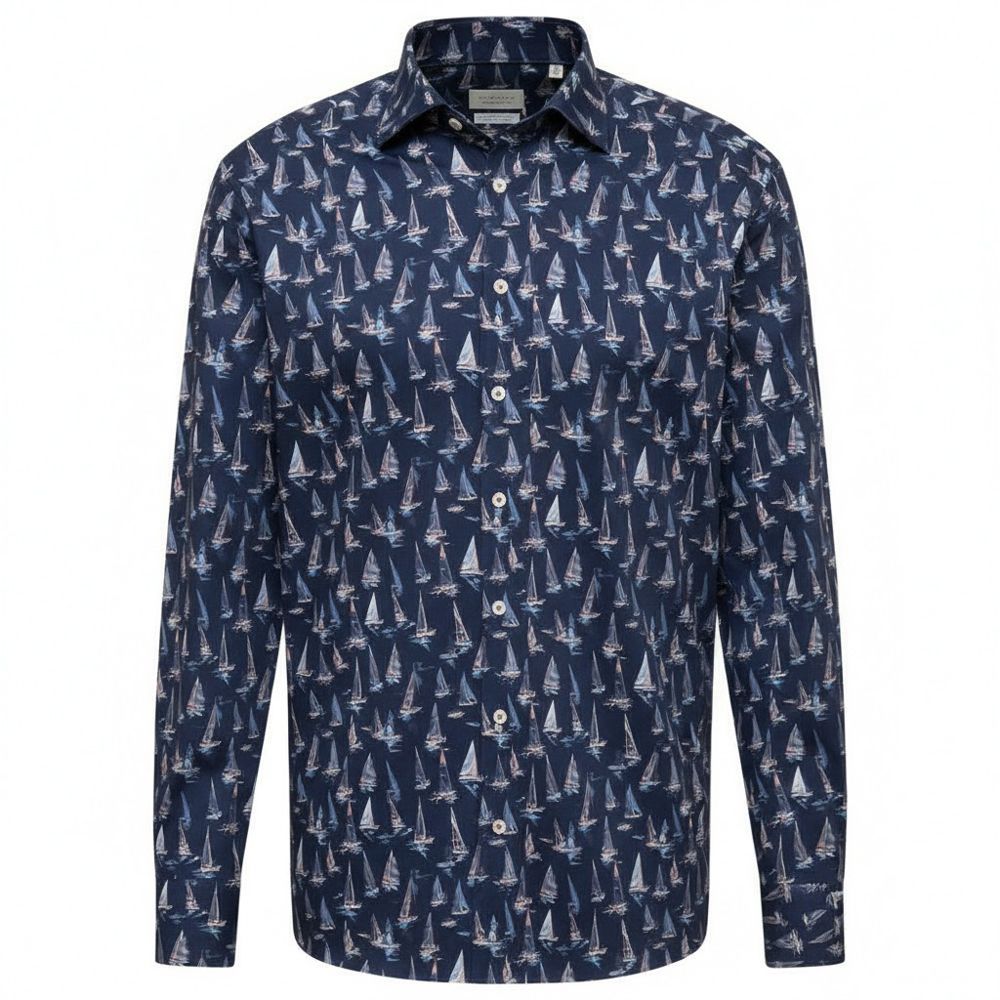 A11918XT Tall Fit Eterna Nautical Print Shirt (Navy)