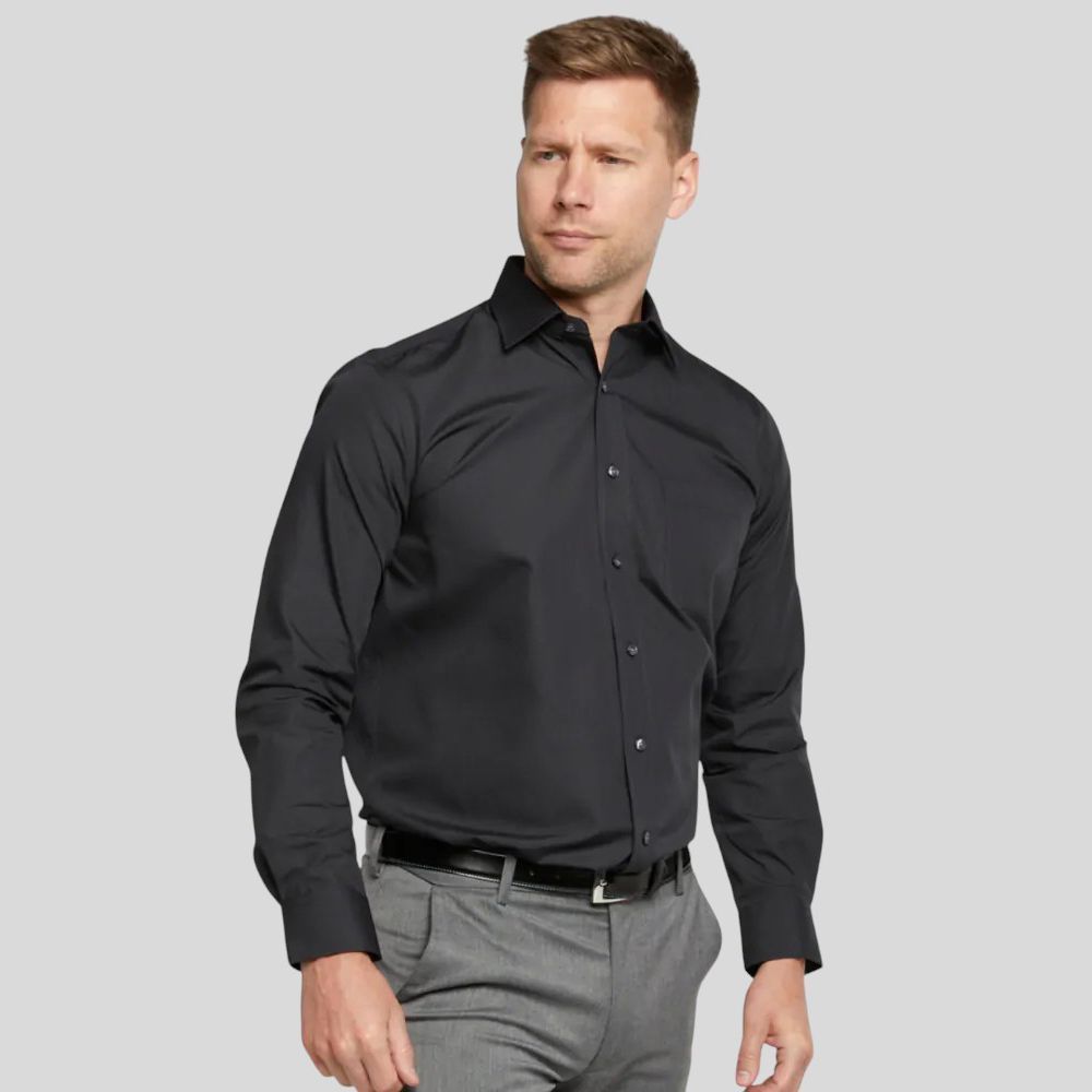 A6050XT Tall Fit Plain L/S Formal Shirt (Black)