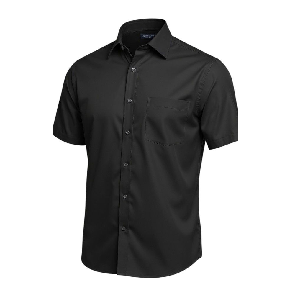 A6051XT Tall Fit Plain S/S Formal Shirt (Black)