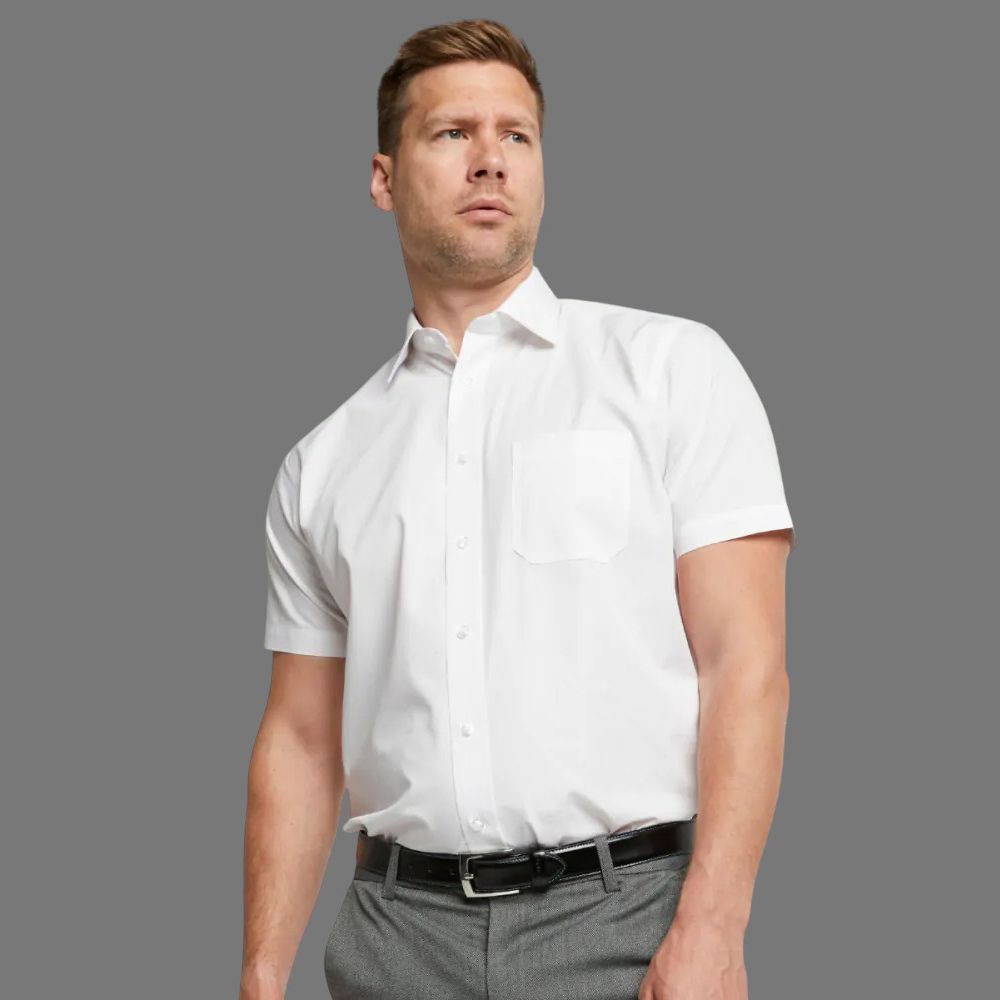 A6051XT Tall Fit Plain S/S Formal Shirt (White)
