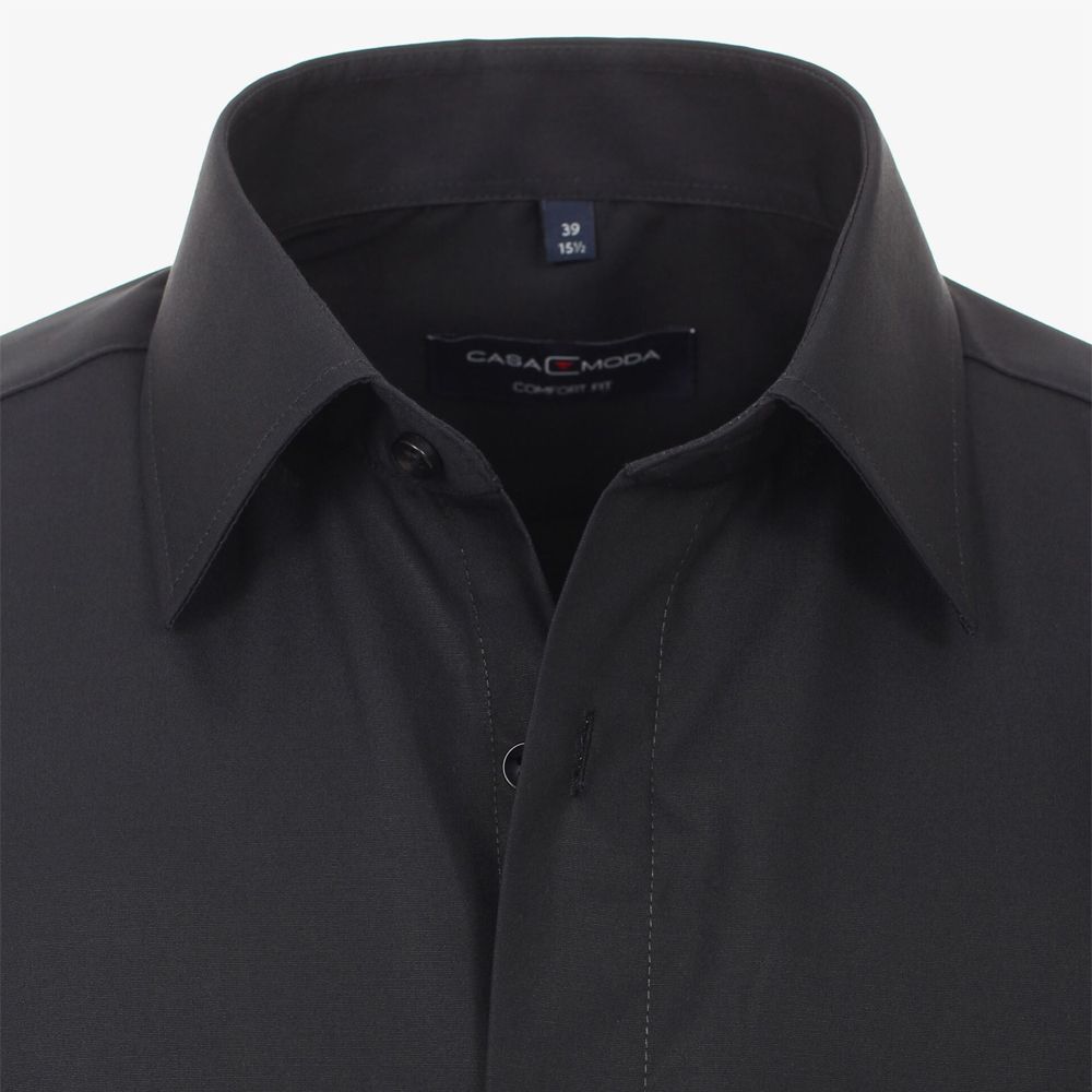 A9009XT Tall Fit Casamoda Plain Long Sleeve Shirt (Black)