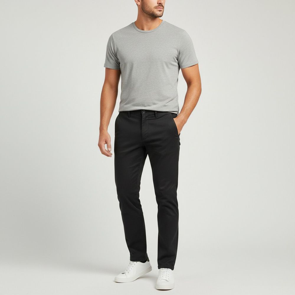 B1014XT Tall Fit Ed Baxter Stretch Chino Trousers (Black)