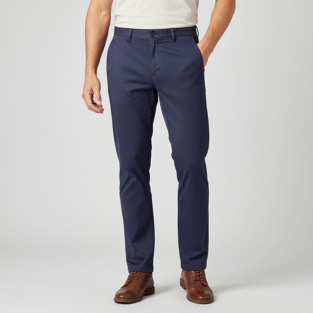 B1014XT Tall Fit Ed Baxter Stretch Chino Trousers (Navy)