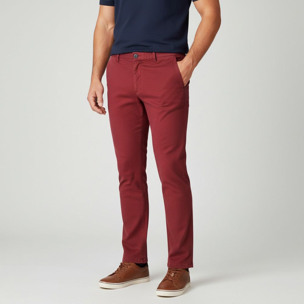 B1066XT Tall Fit Meyer Stretch Chino Trouser (Burgundy)