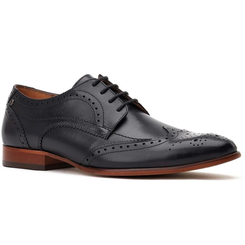 H1940 Base London Barbera Lace Up Brogue Shoe (Black)