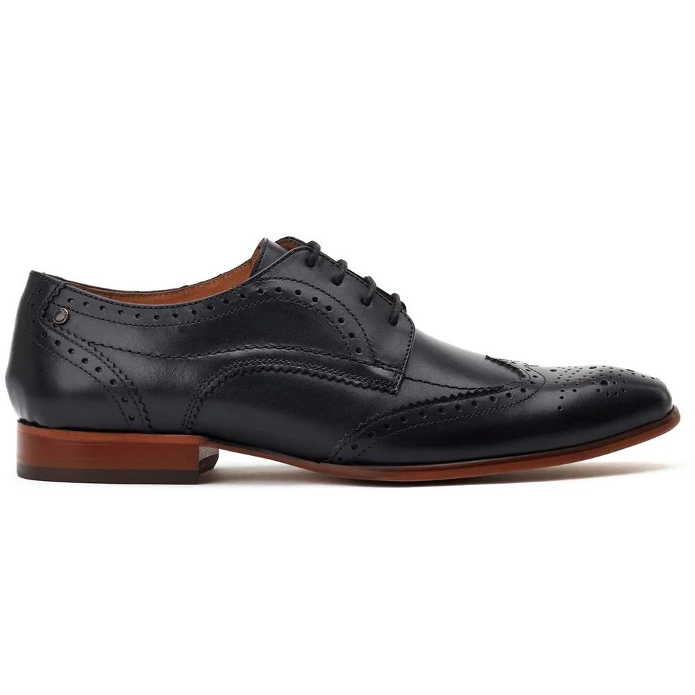 H1940 Base London Barbera Lace Up Brogue Shoe (Black)