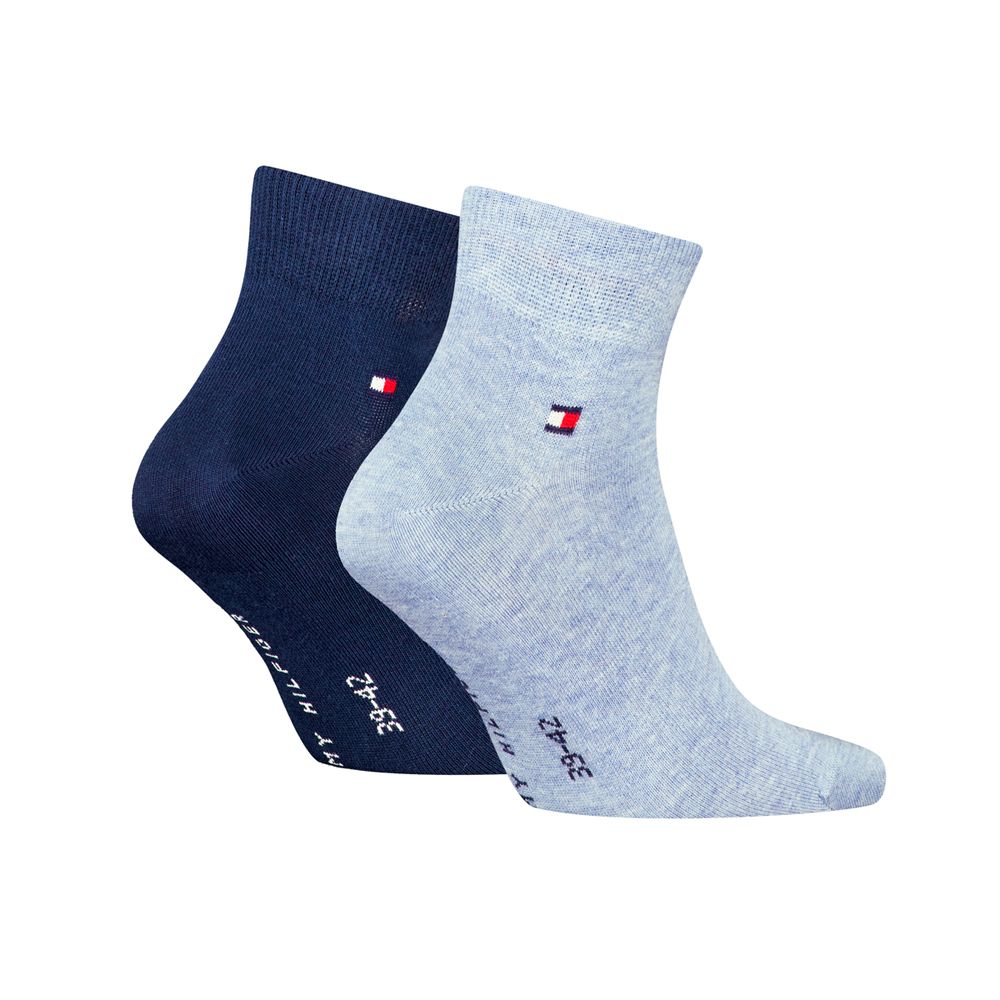 X886 Tommy Hilfiger Quarter Sock (2 Pair Pack, Lt Blue/Navy)