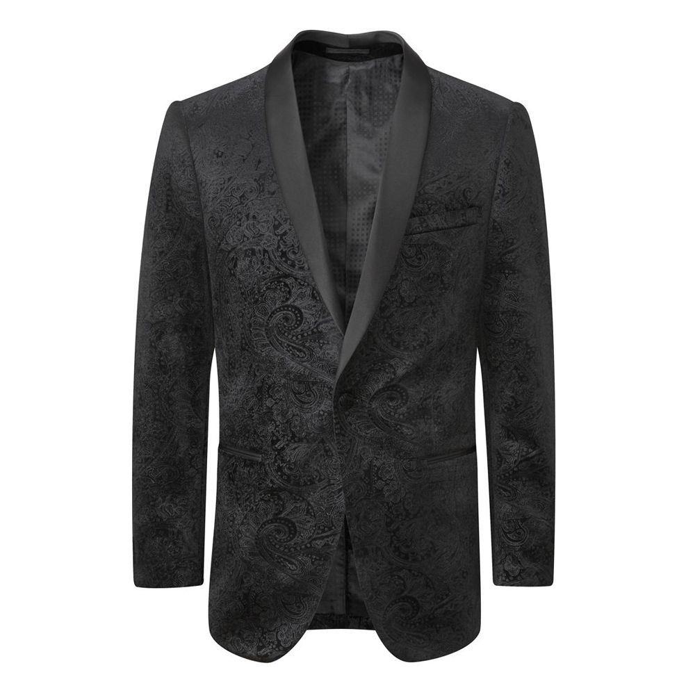 D6290XT Tall Fit Skopes Westwood Black Paisley Velvet Jacket