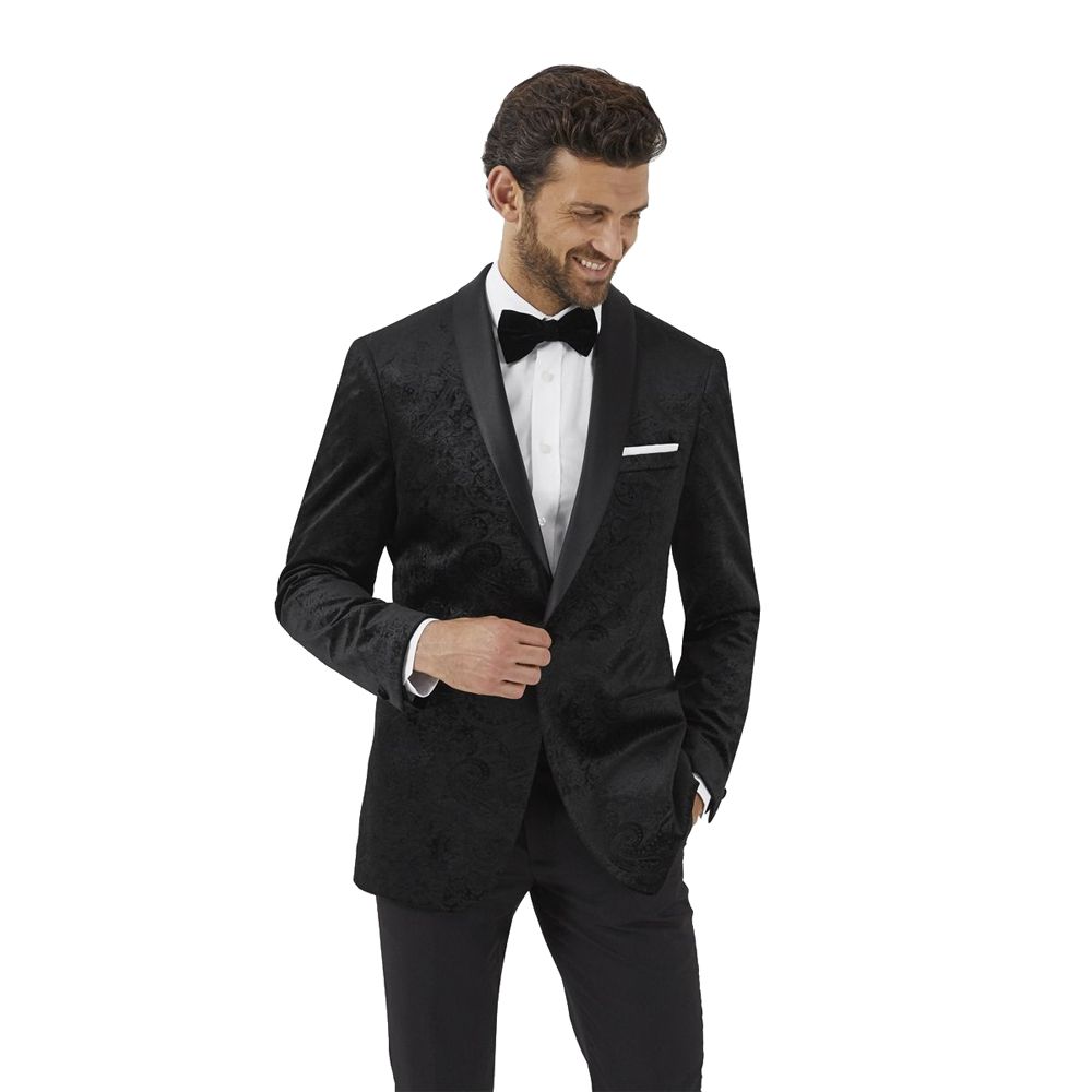 D6290XT Tall Fit Skopes Westwood Black Paisley Velvet Jacket