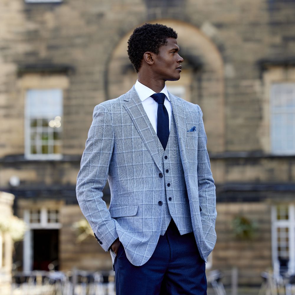 D6556XT Tall Fit Skopes Lumis Linen Mix Check Jacket