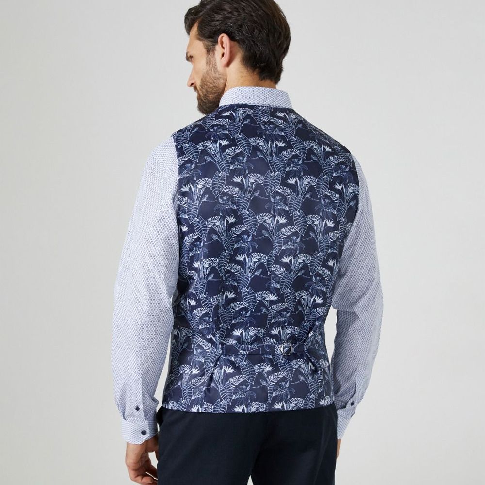 D6557XT Tall Fit Skopes Lumis Linen Mix Check Waistcoat