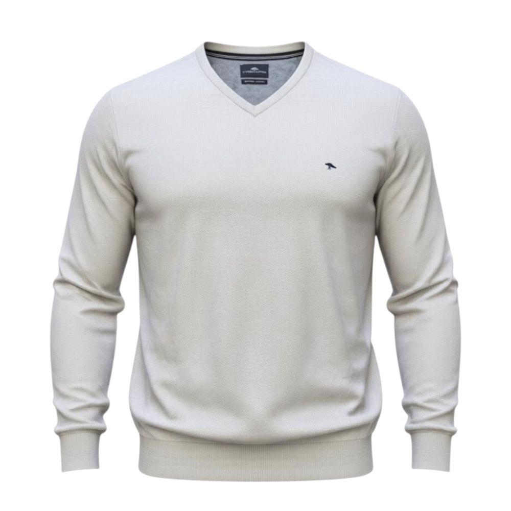 E1047XT Tall Fit Fynch Hatton V Neck Jumper (Ecru)