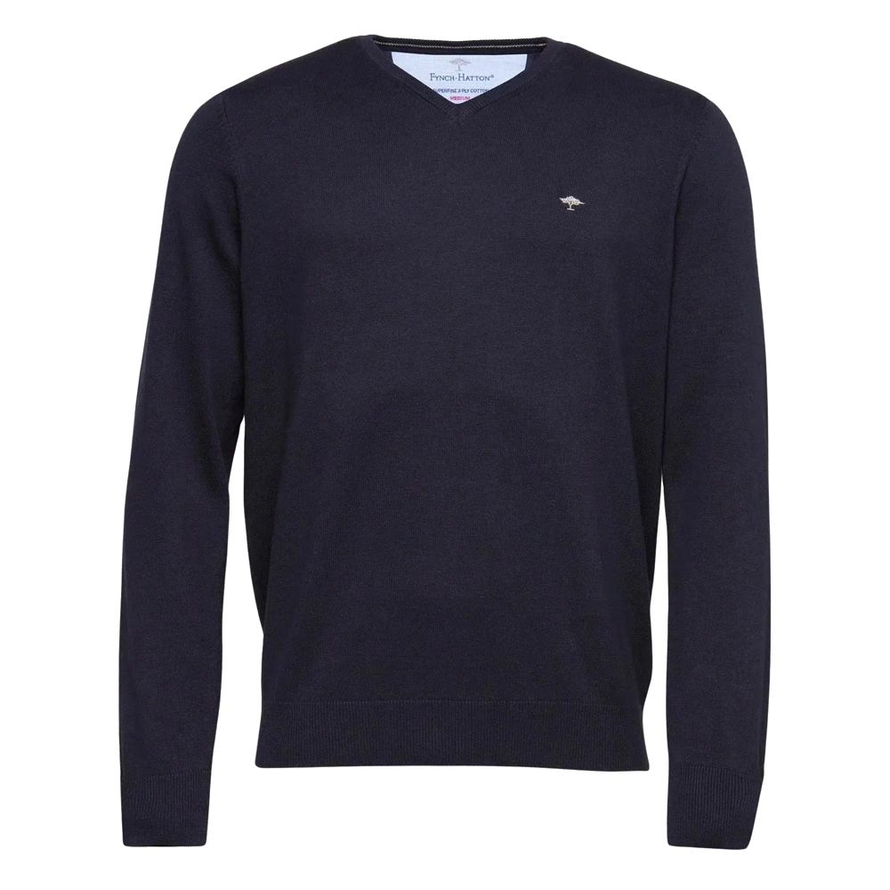 E1079XT Tall Fit Fynch Hatton Fine Knit V-Neck Jumper (Navy)