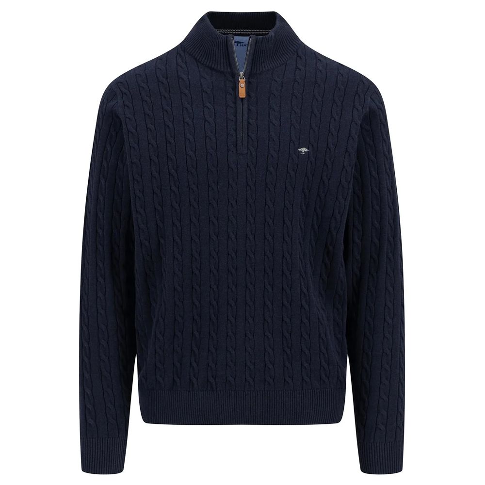 E1088XT Tall Fit Fynch Hatton 1/4 Zip Soft Cable Knit (Navy)