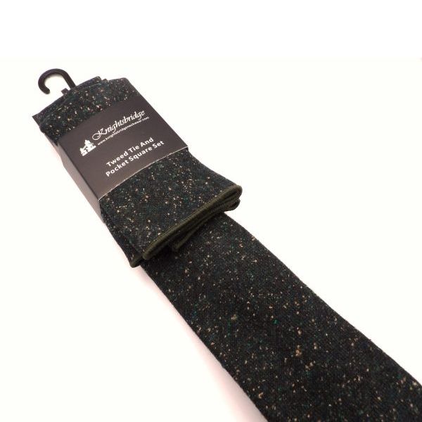 T8303-1 Knightsbridge Tweed Tie & Pocket Square Set - Navy