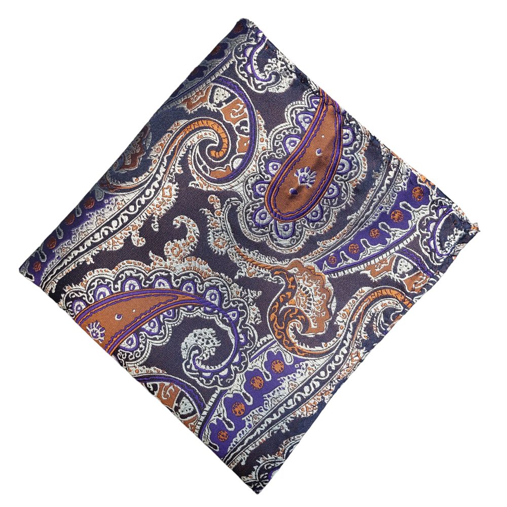 J18392 Col K Silk Pocket Square (Orange/Purple)