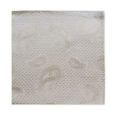 MWY311922 Paisley Poly Pocket Square (Beige)