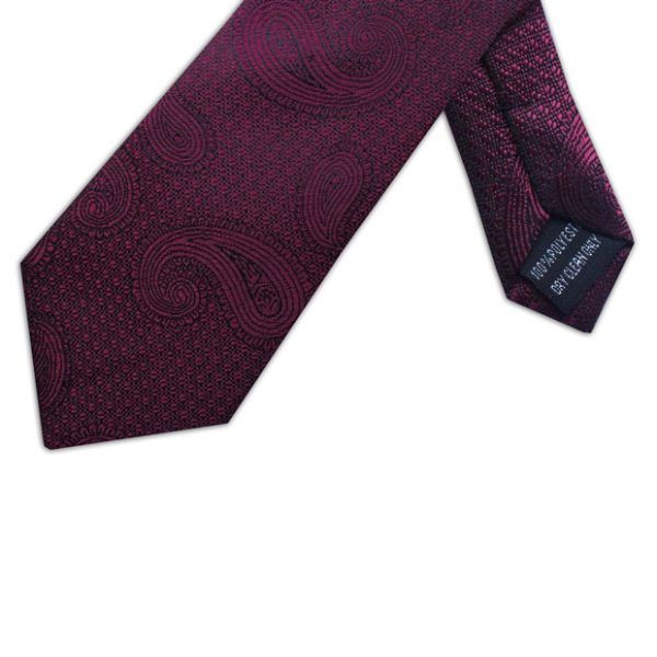 MWY311922 XL Paisley Poly Tie (Wine)