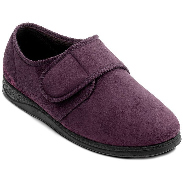 P411-81 Padders Charles Velcro Slipper Wide G Fitting (Wine)