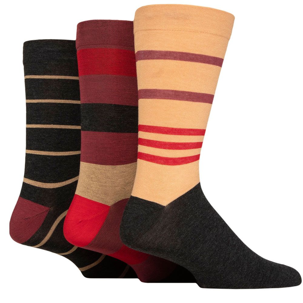 X928 Comfort Cuff Bamboo Striped Socks Upto size 14 (Sesame)
