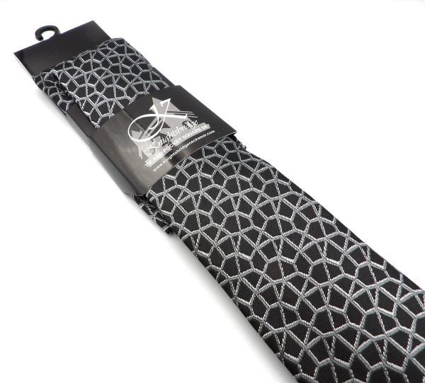WS1090 Knightsbridge Tie & Pocket Square Set - Black/Grey
