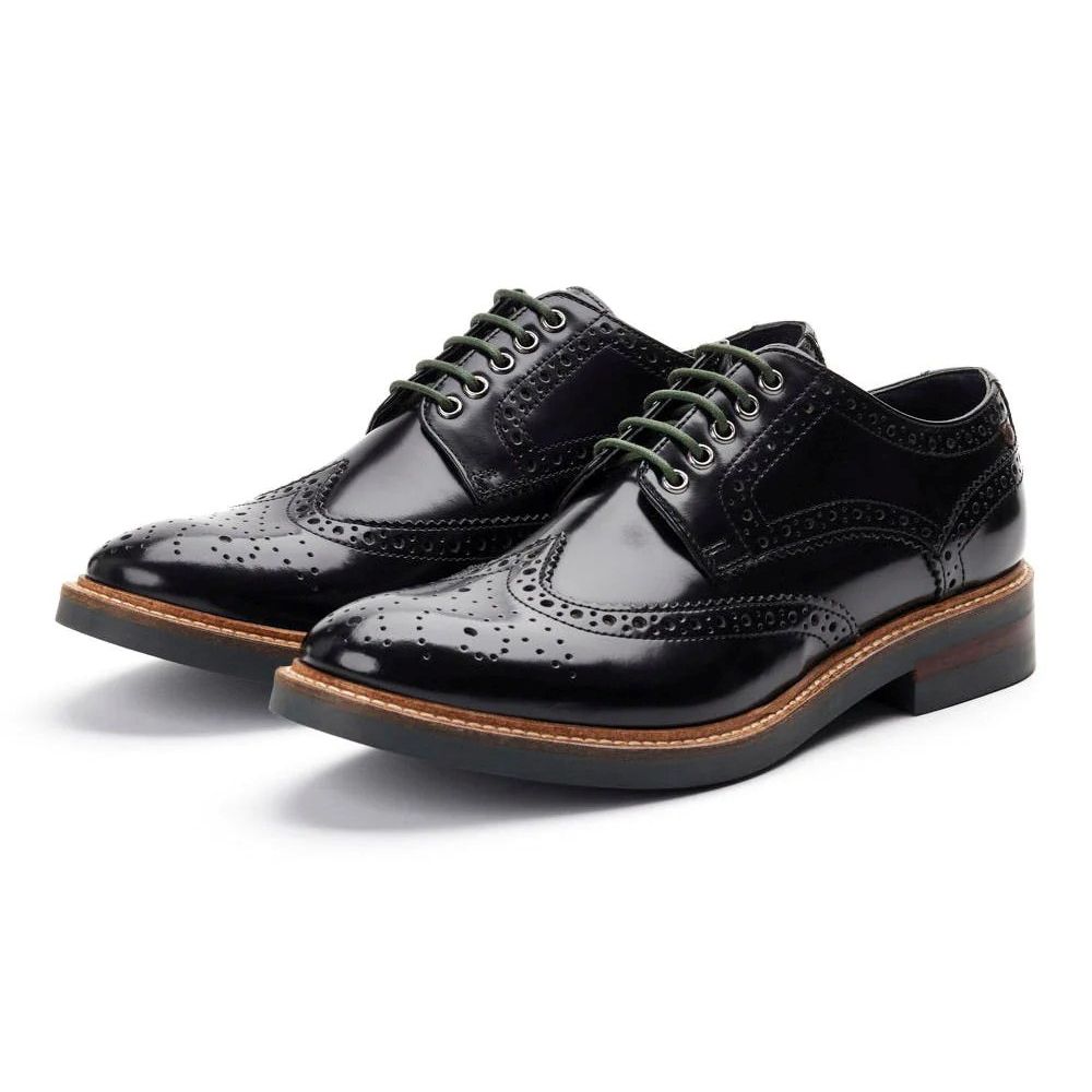 H1939 Base London Woburn Hi Shine Lace Up Shoe (Black)
