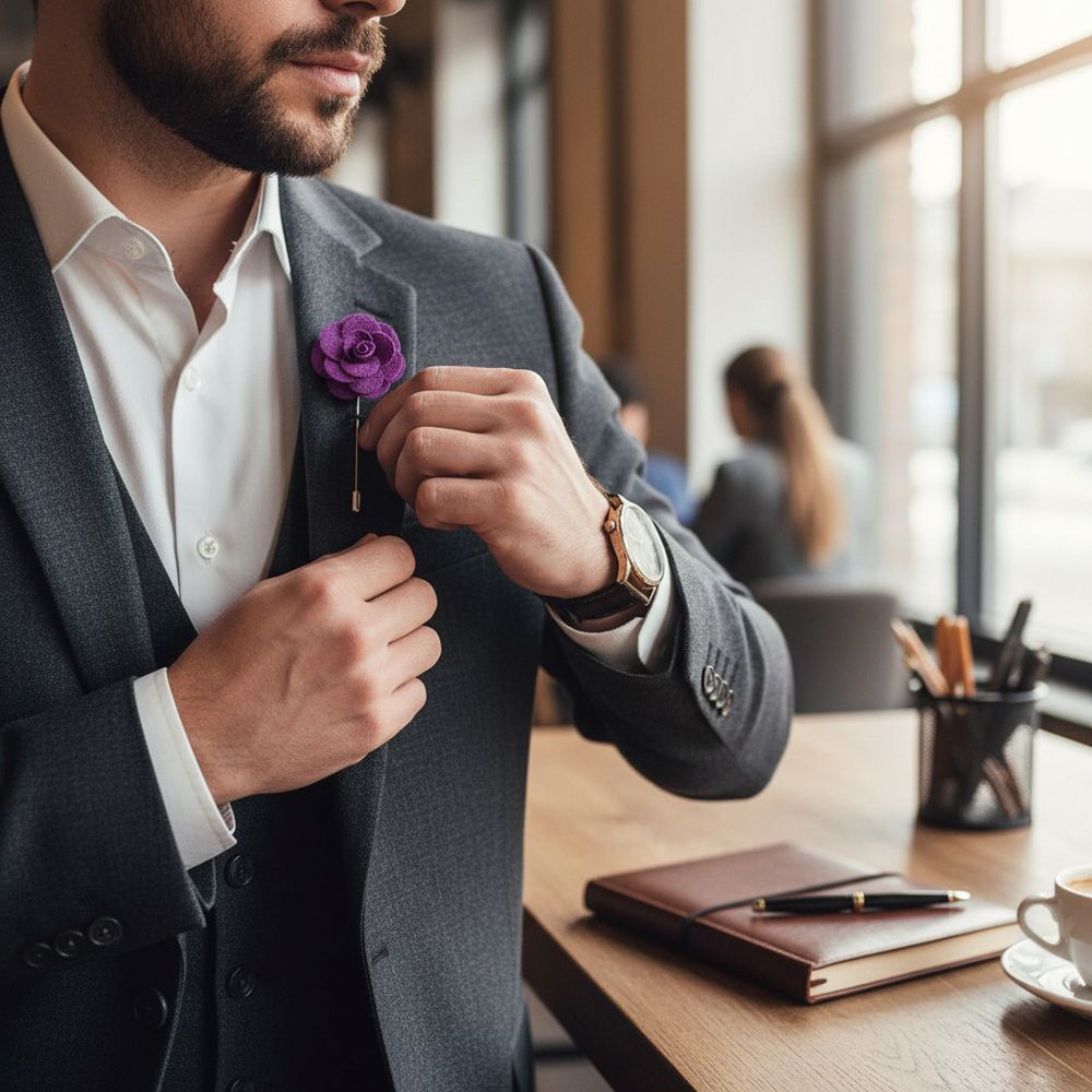 X1002 Dalaco Flower Lapel Pin (Purple)