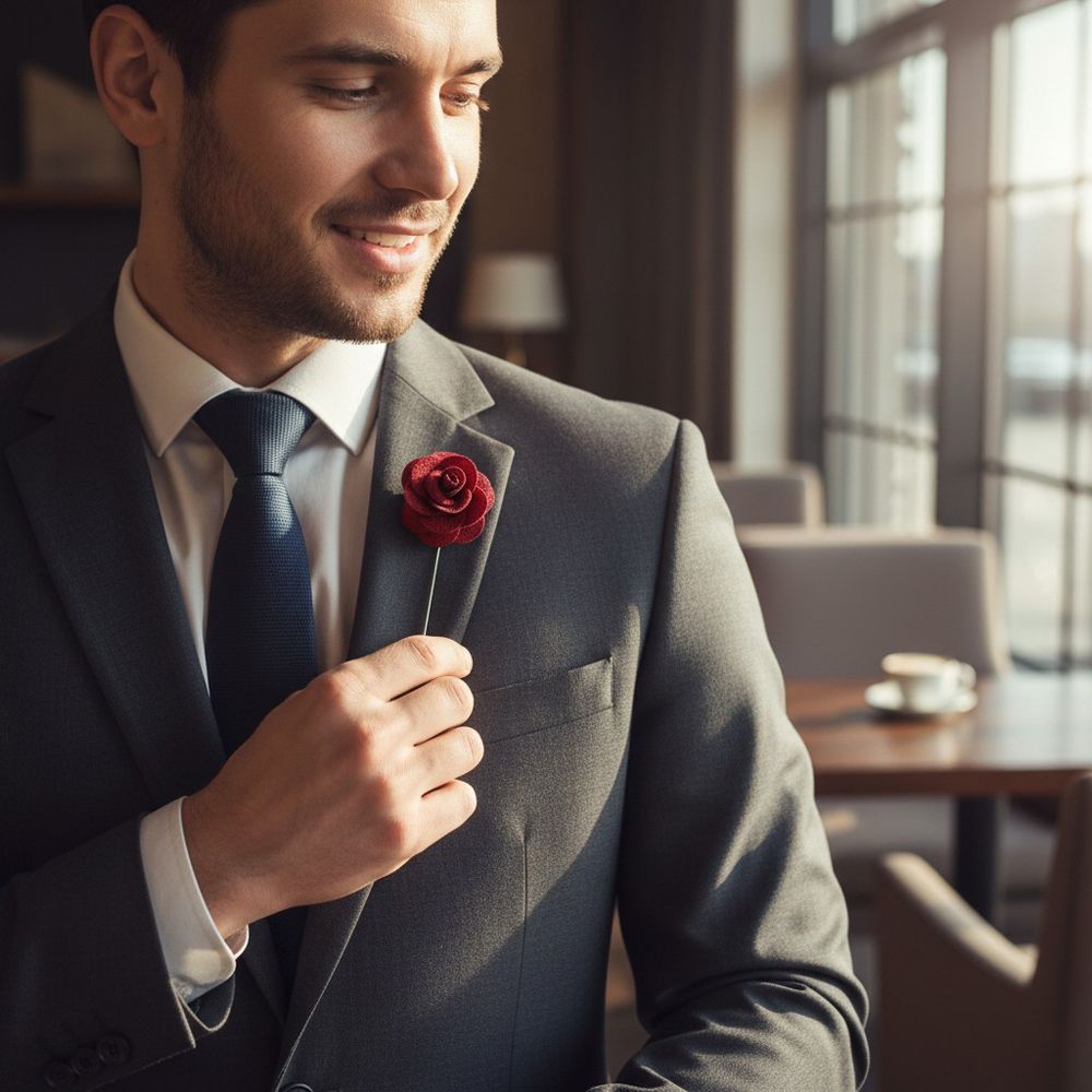 X1002 Dalaco Flower Lapel Pin (Wine)