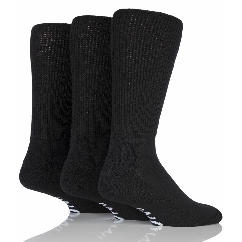 X766 3 Pack Diabetic Socks Up to Size 14 (Black)