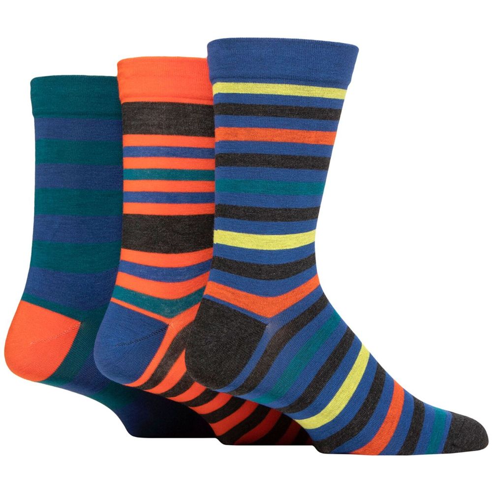 X922 Comfort Cuff Bamboo Striped Socks Upto size 14