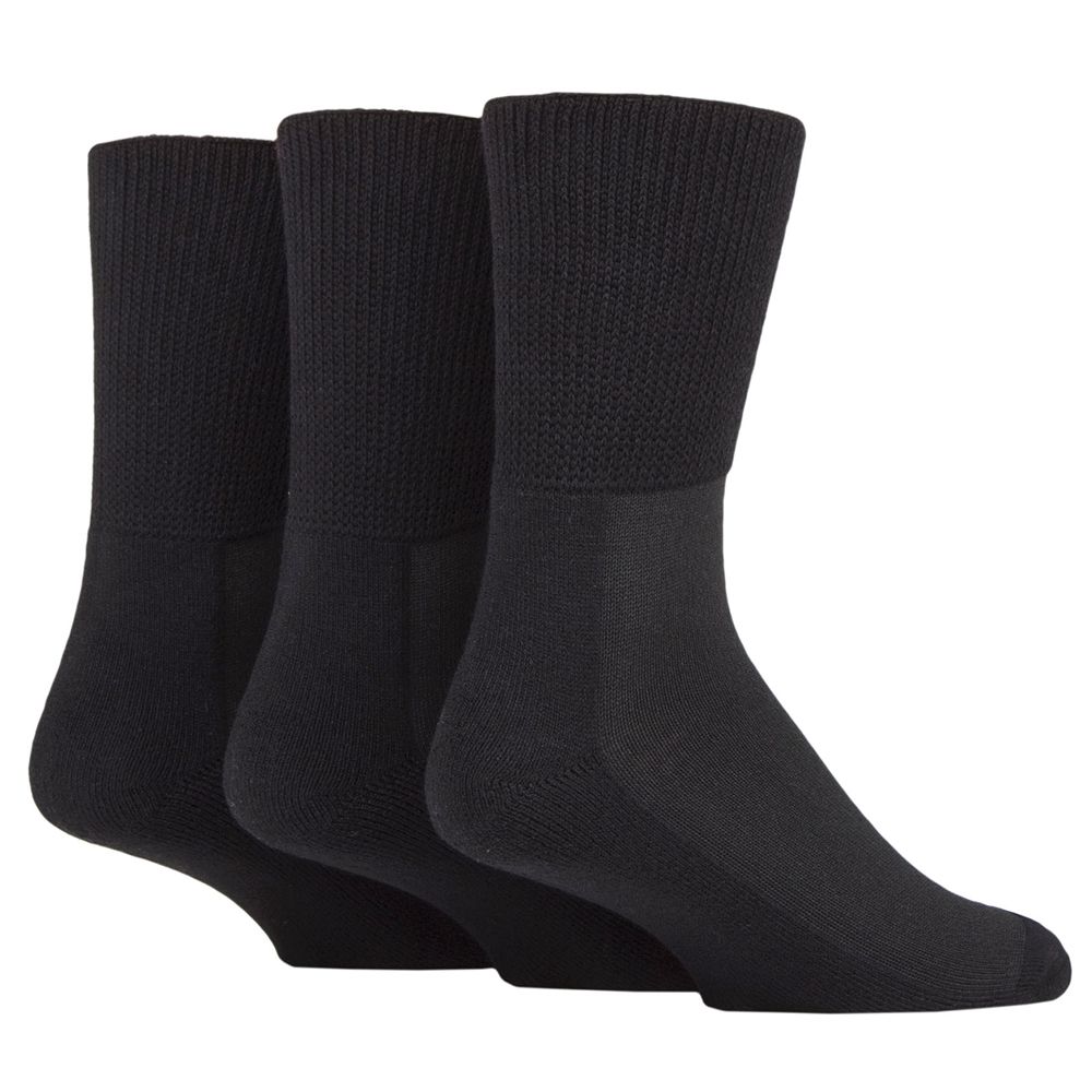 X927 IOMI Triple Pack Bamboo Diabetic Socks (Black)