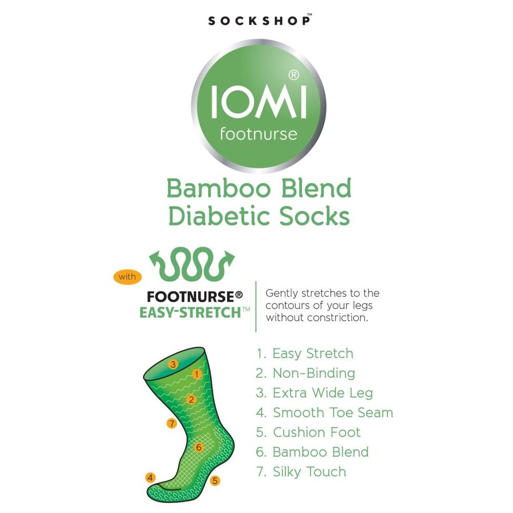 X927 IOMI Triple Pack Bamboo Diabetic Socks (Mix Blk/Nvy/Grey)