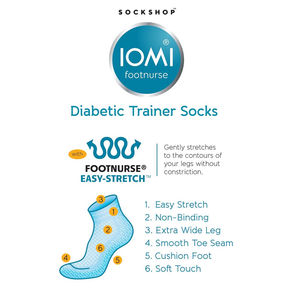 X963 IOMI 3 Pair Diabetic Trainer Socks (Black)