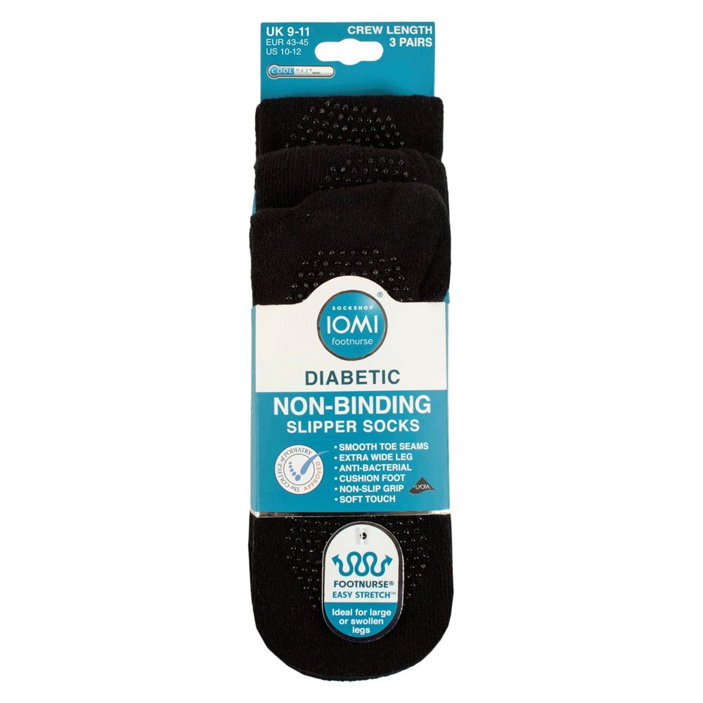X964 IOMI 3 Pair Diabetic Slipper Socks with Grips