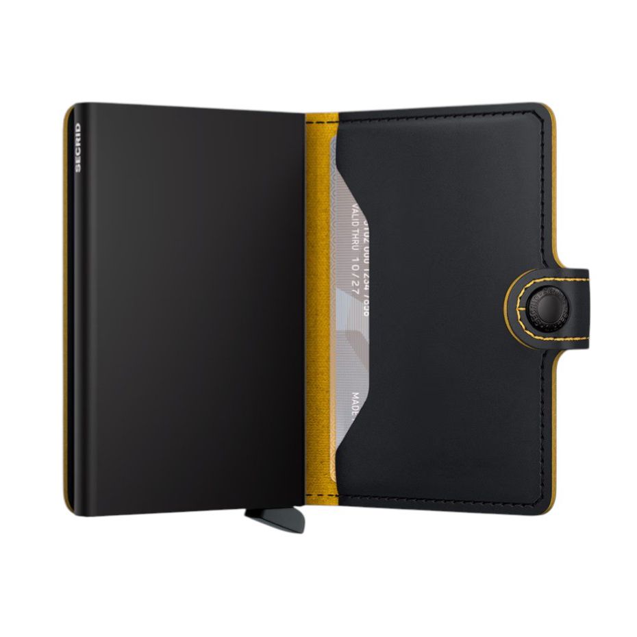 X970 Secrid Mini Leather Wallet RFID Cardprotector(Black/Yellow)