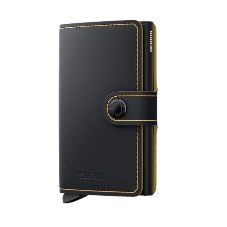 X970 Secrid Mini Leather Wallet RFID Cardprotector(Black/Yellow)