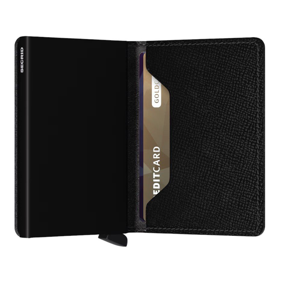 X971 Secrid Slim Leather Wallet RFID Cardprotector (Black Weave)