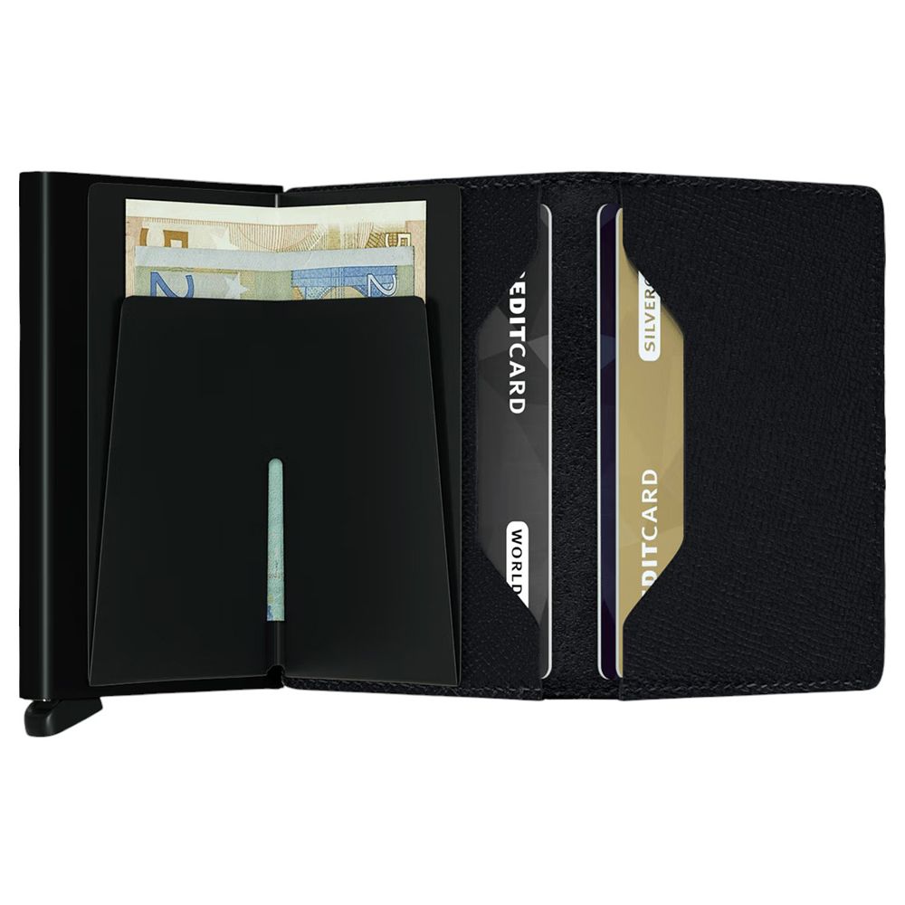X971 Secrid Slim Leather Wallet RFID Cardprotector (Black Weave)