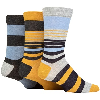 X910 Comfort Cuff Bamboo Striped Socks Upto size 14