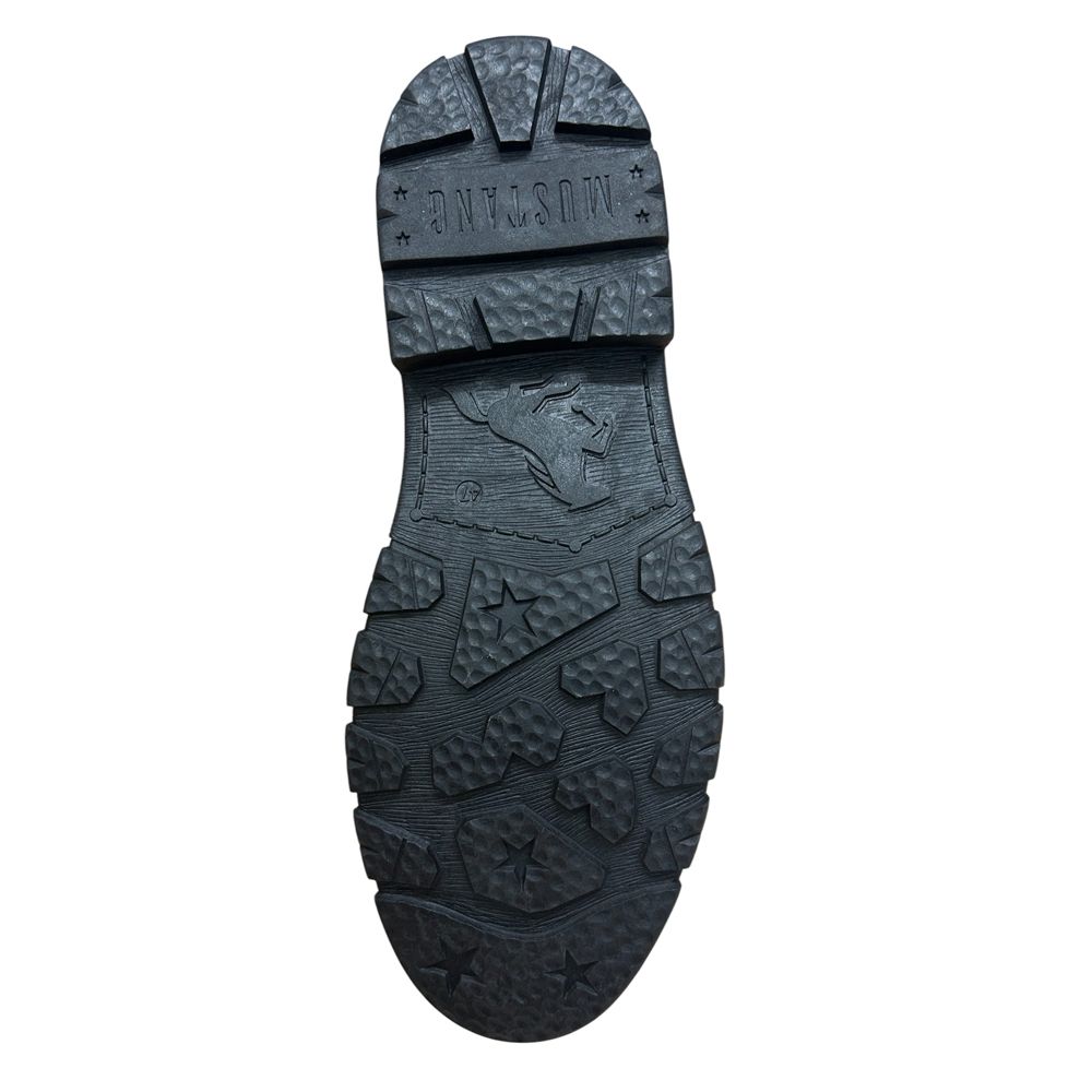 H1966 Mustang Plain Lace Up Buckle Boot (Black)