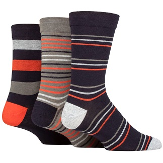 X770 Comfort Cuff Bamboo Striped Socks