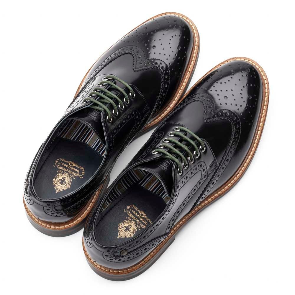 H1939 Base London Woburn Hi Shine Lace Up Shoe (Black)